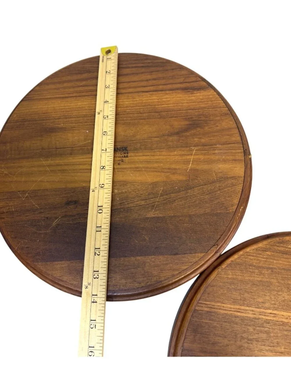 Vtg Dansk Designs Denmark IHQ Teak Round Serving Trays Set of 2 Jens Quistgaard